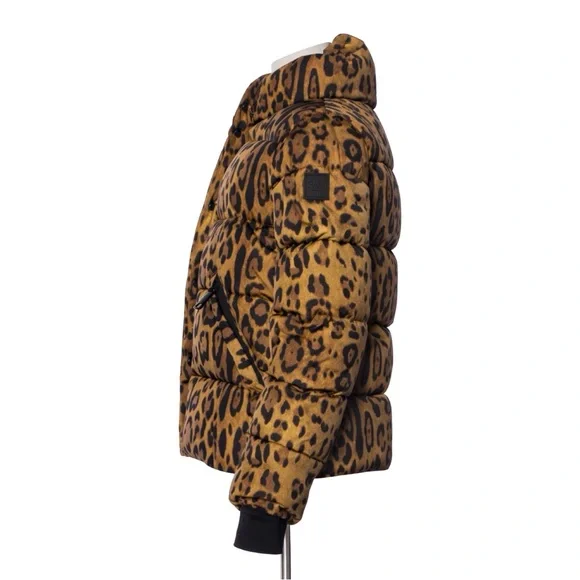 $625 SAM “Elsa” Leopard-Print Down Puffer Jacket — Women’s Small - Picture 3 of 8